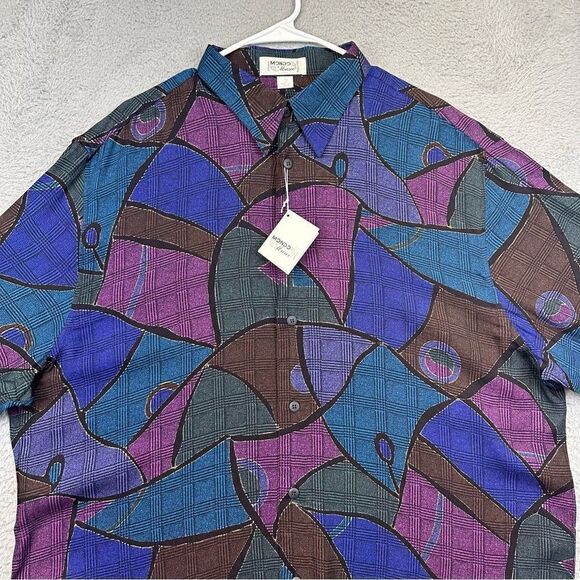 Mondo‎ Di Marco Shirt Mens 1X Big Colorful Abstract Disco Funky Rayon Italy NEW - Picture 3 of 16